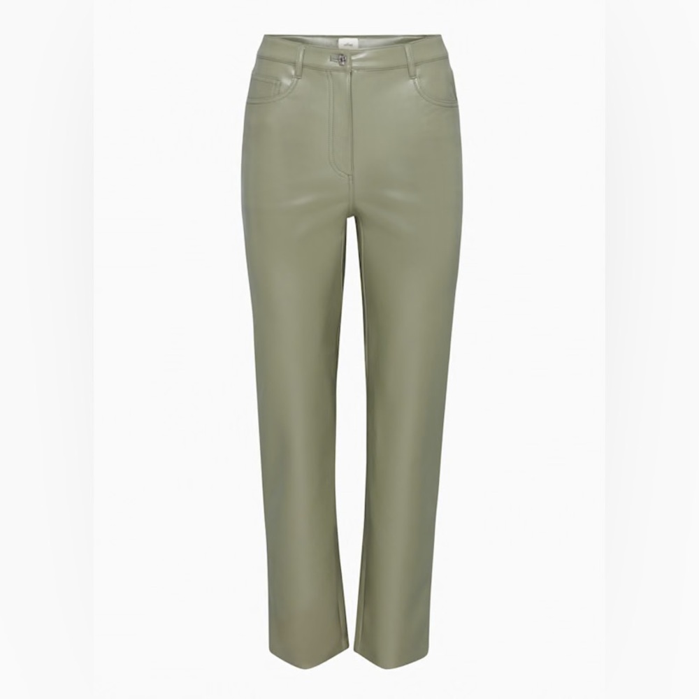 Aritzia Wilfred Sage Green Melina Leather Pants